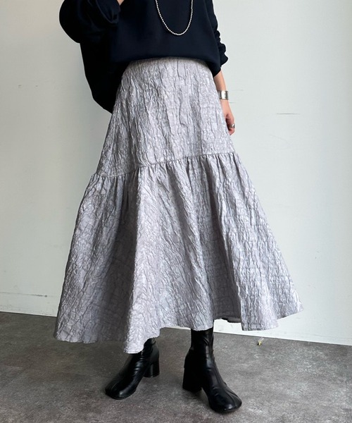 DouDou(ドゥドゥ)の「ジャガードスカート(スカート・レディース・グレー/ブラック・FREE)」の19枚目の写真