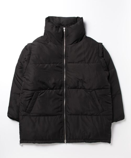 STYLEBLOCK（スタイルブロック）の「ファイバー袖取り外しブルゾン（ダウンジャケット/コート・レディース・ベージュ/ブラック/カーキ/アイボリー/ブルー・FREE）」の3枚目の写真