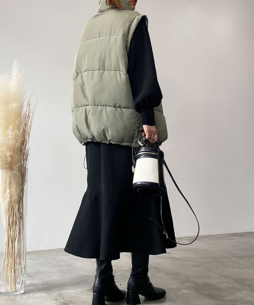 STYLEBLOCK（スタイルブロック）の「ファイバー袖取り外しブルゾン（ダウンジャケット/コート・レディース・ベージュ/ブラック/カーキ/アイボリー/ブルー・FREE）」の14枚目の写真