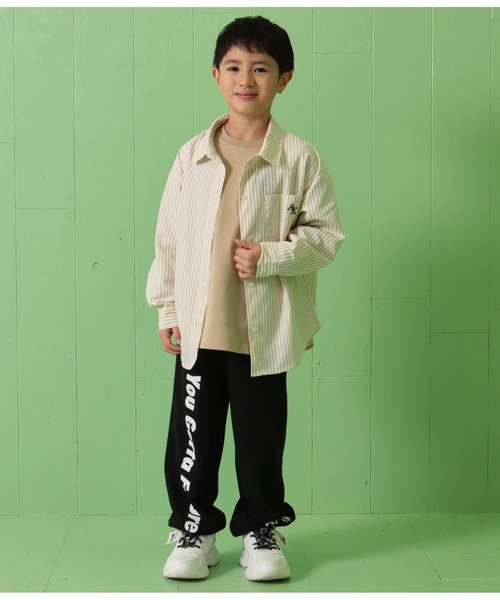 ANAP kids(アナップキッズ)の「ストライプビッグシャツ【親子お揃い】(シャツ/ブラウス・キッズ・ネイビー/ベージュ/グリーン・110cm/120cm/130cm)」の4枚目の写真