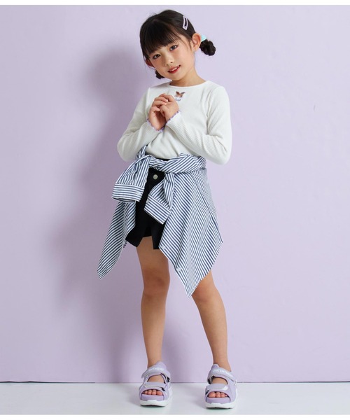 ANAP kids(アナップキッズ)の「ストライプビッグシャツ【親子お揃い】(シャツ/ブラウス・キッズ・ネイビー/ベージュ/グリーン・110cm/120cm/130cm)」の6枚目の写真