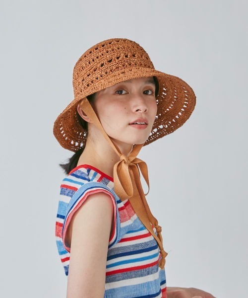 OVERRIDE（オーバーライド）の「OVERRIDE  RAFFIA CROCHET SUN HAT（ハット・レディース・ナチュラル/ブラウン/ダークグレー・M/57.5cm）」の12枚目の写真