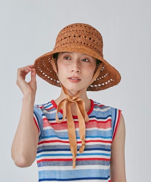 OVERRIDE（オーバーライド）の「OVERRIDE  RAFFIA CROCHET SUN HAT（ハット・レディース・ナチュラル/ブラウン/ダークグレー・M/57.5cm）」の13枚目の写真
