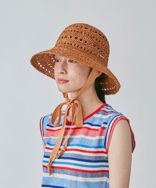 OVERRIDE（オーバーライド）の「OVERRIDE  RAFFIA CROCHET SUN HAT（ハット・レディース・ナチュラル/ブラウン/ダークグレー・M/57.5cm）」の14枚目の写真