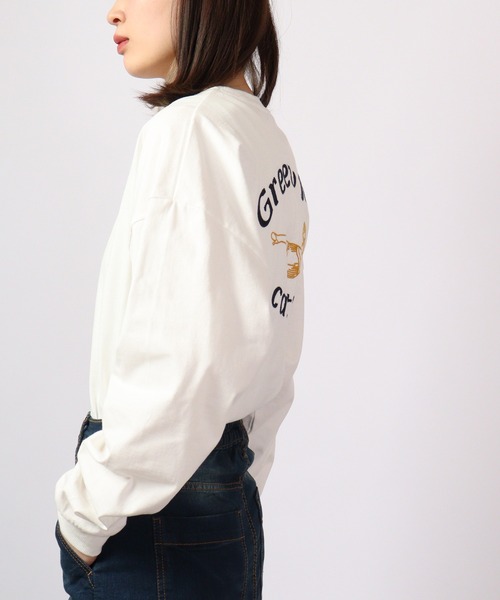 ATELANE(アテレーン)の「ATELANE ルーズシルエットレースクィーン刺繍ロングスリーブTEE(Tシャツ/カットソー・メンズ・グリーン/ブラック/ホワイト・M/L)」の6枚目の写真