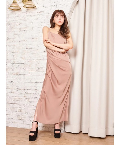 Darich(ダーリッチ)の「マットサテンキャミワンピース(ワンピース・レディース・ピンク/ライム/ブラック・FREE/FS)」の3枚目の写真