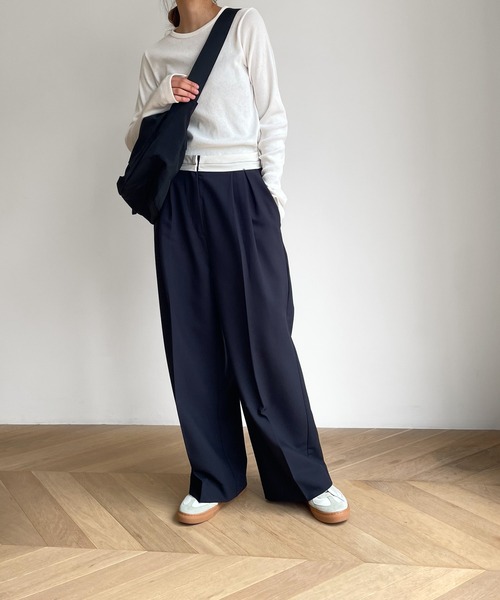 El mar（エルマール）の「El mar(エルマール) クルーネックリブロングTシャツ（Tシャツ/カットソー・レディース・グレー/ブラック/ホワイト/イエロー・ONE SIZE）」の7枚目の写真