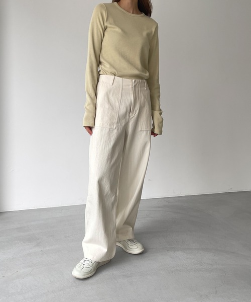 El mar（エルマール）の「El mar(エルマール) クルーネックリブロングTシャツ（Tシャツ/カットソー・レディース・グレー/ブラック/ホワイト/イエロー・ONE SIZE）」の16枚目の写真