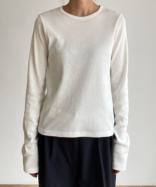 El mar（エルマール）の「El mar(エルマール) クルーネックリブロングTシャツ（Tシャツ/カットソー・レディース・グレー/ブラック/ホワイト/イエロー・ONE SIZE）」の18枚目の写真