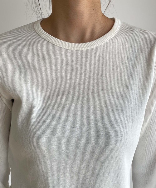 El mar（エルマール）の「El mar(エルマール) クルーネックリブロングTシャツ（Tシャツ/カットソー・レディース・グレー/ブラック/ホワイト/イエロー・ONE SIZE）」の21枚目の写真