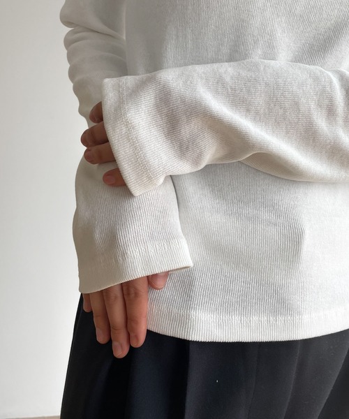 El mar（エルマール）の「El mar(エルマール) クルーネックリブロングTシャツ（Tシャツ/カットソー・レディース・グレー/ブラック/ホワイト/イエロー・ONE SIZE）」の22枚目の写真