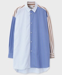 良品 Paul Smith ポールスミス ストライプ オーバーサイズ シャツ m□ポールスミス/Paul Smith ストライプ柄 長袖シャツ【40】青