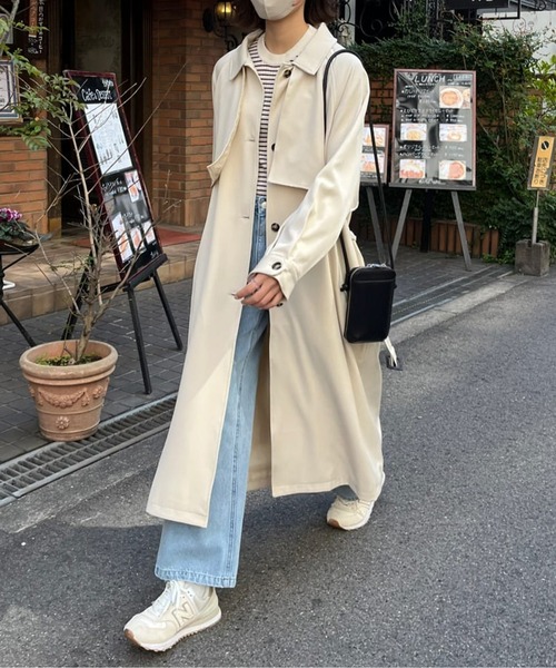 CPCM(シーピーシーエム)の「ケープ付きステンカラーコート(ステンカラーコート・レディース・モカ/ライトベージュ/ミント・FREE)」の3枚目の写真