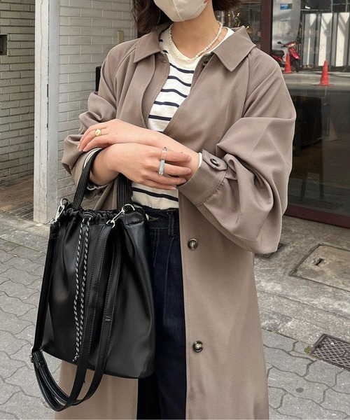 CPCM(シーピーシーエム)の「ケープ付きステンカラーコート(ステンカラーコート・レディース・モカ/ライトベージュ/ミント・FREE)」の2枚目の写真