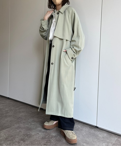 CPCM(シーピーシーエム)の「ケープ付きステンカラーコート(ステンカラーコート・レディース・モカ/ライトベージュ/ミント・FREE)」の21枚目の写真