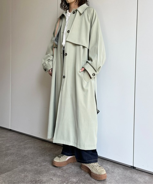 CPCM(シーピーシーエム)の「ケープ付きステンカラーコート(ステンカラーコート・レディース・モカ/ライトベージュ/ミント・FREE)」の17枚目の写真