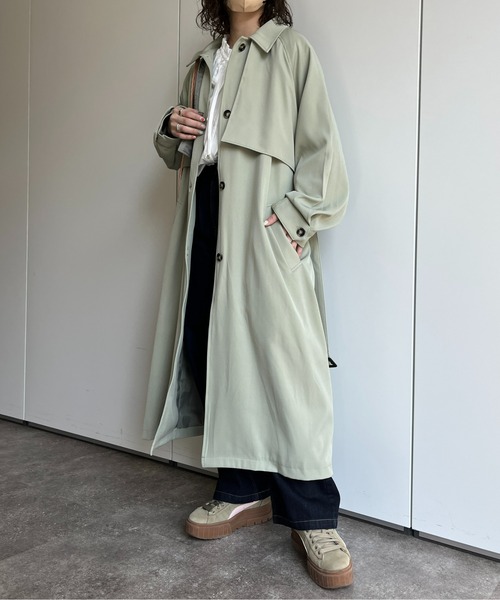 CPCM(シーピーシーエム)の「ケープ付きステンカラーコート(ステンカラーコート・レディース・モカ/ライトベージュ/ミント・FREE)」の10枚目の写真