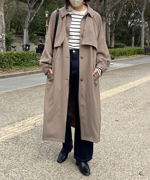 CPCM(シーピーシーエム)の「ケープ付きステンカラーコート(ステンカラーコート・レディース・モカ/ライトベージュ/ミント・FREE)」の4枚目の写真