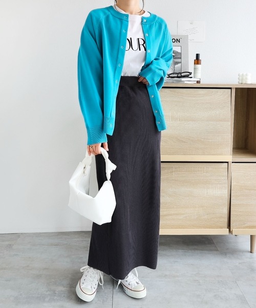 andme(アンドミー)の「スポンディッシュ前後2wayニットカーディガン(カーディガン/ボレロ・レディース・オレンジ/ホワイト×ブラック/ブラック×ホワイト/キナリ/ブルー/ブラック・M)」の11枚目の写真
