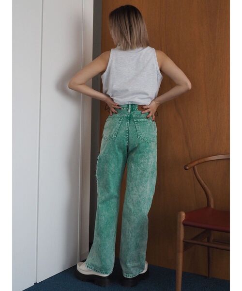 EVRIS(エヴリス)の「サイドダメージワイドデニムパンツ(デニムパンツ・レディース・パープル/ライトブルー/グリーン・SMALL/MEDIUM)」の13枚目の写真