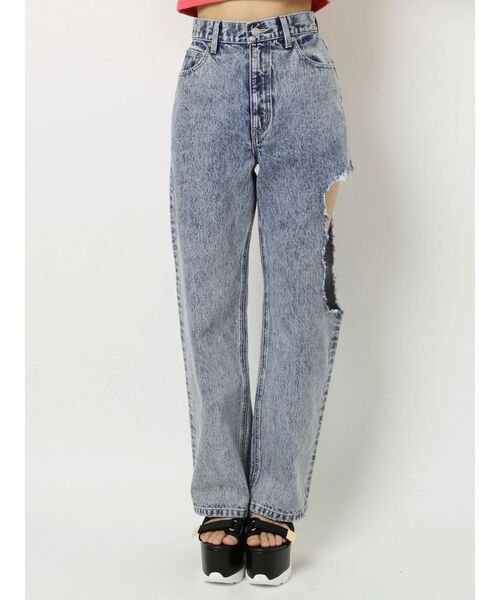 EVRIS(エヴリス)の「サイドダメージワイドデニムパンツ(デニムパンツ・レディース・パープル/ライトブルー/グリーン・SMALL/MEDIUM)」の21枚目の写真