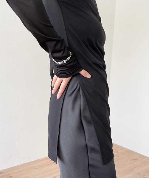 wee9s（ウィークス）の「front slit sheer tops / フロントスリットシアートップス（Tシャツ/カットソー・レディース・アイボリー/ミント/ブラック・FREE）」の15枚目の写真
