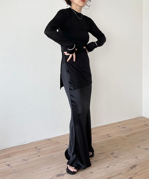 wee9s（ウィークス）の「front slit sheer tops / フロントスリットシアートップス（Tシャツ/カットソー・レディース・アイボリー/ミント/ブラック・FREE）」の16枚目の写真