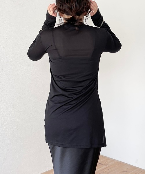 wee9s（ウィークス）の「front slit sheer tops / フロントスリットシアートップス（Tシャツ/カットソー・レディース・アイボリー/ミント/ブラック・FREE）」の13枚目の写真