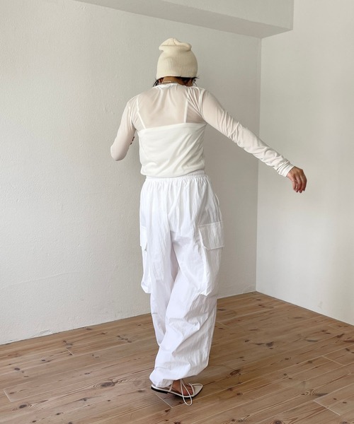 wee9s（ウィークス）の「front slit sheer tops / フロントスリットシアートップス（Tシャツ/カットソー・レディース・アイボリー/ミント/ブラック・FREE）」の6枚目の写真