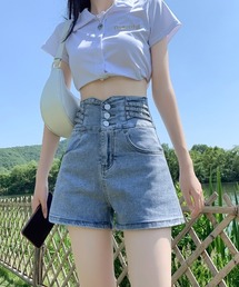 ハイウェストショートパンツ