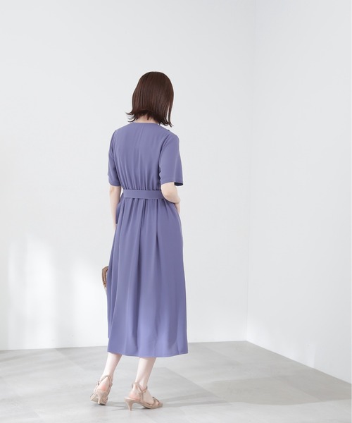 ベルト付き♪ とろみカシュクールワンピース M ナチュラルビューティーベーシック ベルト付き♪ とろみカシュクールワンピース M ナチュラル