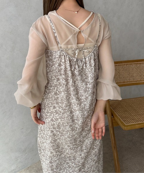 apres jour clair（アプレジュールクレア）の「【apres jour clair】シアーワンピース＋花柄キャミワンピース【ZOZOTOWN限定アイテム】（ワンピース・レディース・アイボリー/ブラウン系その他・X-LARGE/フリー）」の4枚目の写真