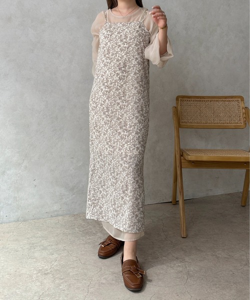 apres jour clair（アプレジュールクレア）の「【apres jour clair】シアーワンピース＋花柄キャミワンピース【ZOZOTOWN限定アイテム】（ワンピース・レディース・アイボリー/ブラウン系その他・X-LARGE/フリー）」の7枚目の写真