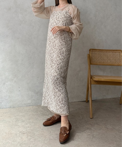 apres jour clair（アプレジュールクレア）の「【apres jour clair】シアーワンピース＋花柄キャミワンピース【ZOZOTOWN限定アイテム】（ワンピース・レディース・アイボリー/ブラウン系その他・X-LARGE/フリー）」の8枚目の写真