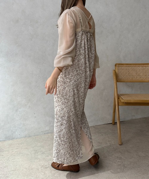 apres jour clair（アプレジュールクレア）の「【apres jour clair】シアーワンピース＋花柄キャミワンピース【ZOZOTOWN限定アイテム】（ワンピース・レディース・アイボリー/ブラウン系その他・X-LARGE/フリー）」の9枚目の写真