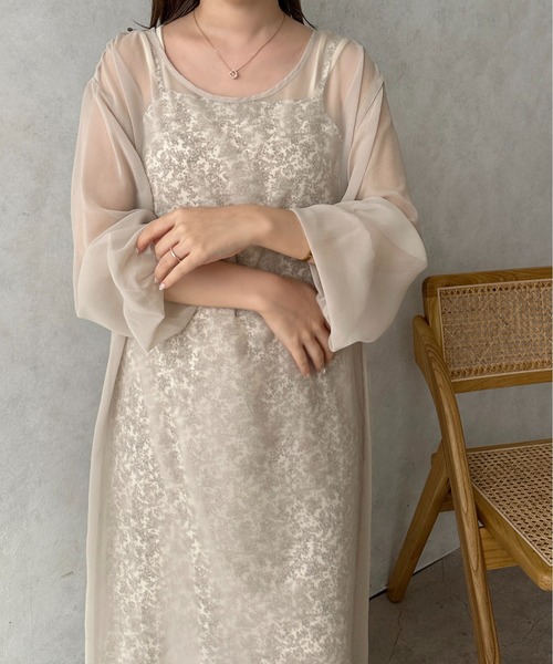 apres jour clair（アプレジュールクレア）の「【apres jour clair】シアーワンピース＋花柄キャミワンピース【ZOZOTOWN限定アイテム】（ワンピース・レディース・アイボリー/ブラウン系その他・X-LARGE/フリー）」の11枚目の写真