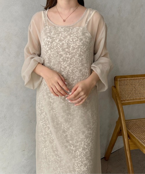 apres jour clair（アプレジュールクレア）の「【apres jour clair】シアーワンピース＋花柄キャミワンピース【ZOZOTOWN限定アイテム】（ワンピース・レディース・アイボリー/ブラウン系その他・X-LARGE/フリー）」の12枚目の写真
