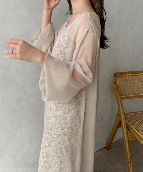 apres jour clair（アプレジュールクレア）の「【apres jour clair】シアーワンピース＋花柄キャミワンピース【ZOZOTOWN限定アイテム】（ワンピース・レディース・アイボリー/ブラウン系その他・X-LARGE/フリー）」の15枚目の写真