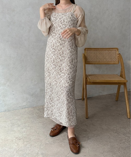 apres jour clair（アプレジュールクレア）の「【apres jour clair】シアーワンピース＋花柄キャミワンピース【ZOZOTOWN限定アイテム】（ワンピース・レディース・アイボリー/ブラウン系その他・X-LARGE/フリー）」の6枚目の写真