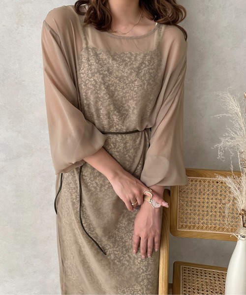 美品 LEONARD FASHION 花柄 膝丈 キャミソール ワンピース LEONARD - 極美品 レオナール LEONARD FASHION ワンピース