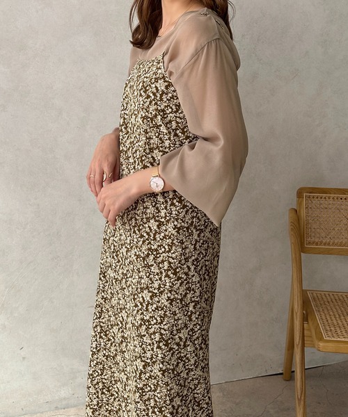 apres jour clair】シアーワンピース＋花柄キャミワンピース【ZOZOTOWN