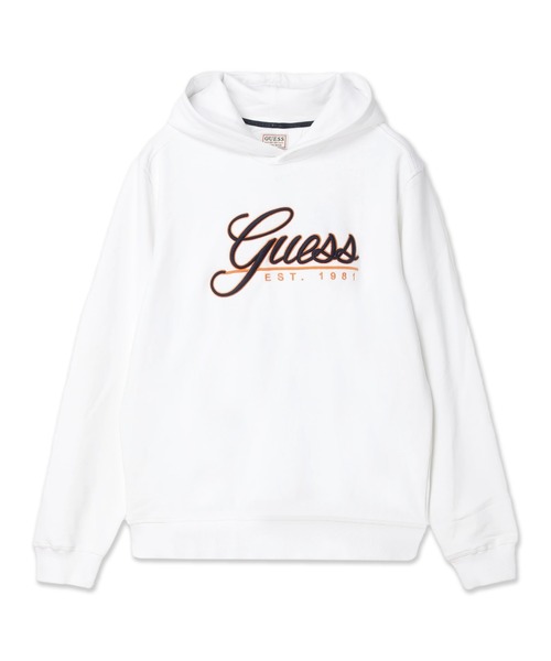 Guess(ゲス)の「Logo Beau Hoodie Sweatshirt(パーカー・メンズ・ホワイト/ブラック・LARGE/X-LARGE/MEDIUM/SMALL)」の1枚目の写真
