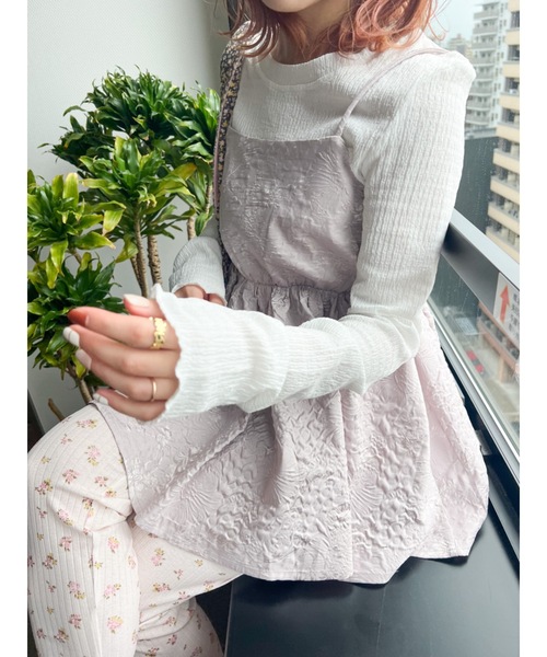 JUMELLE（ジュメロ）の「【着回し力抜群】ふくれジャガードトップ（シャツ/ブラウス・レディース・ブラック/ラベンダー・FREE）」の8枚目の写真