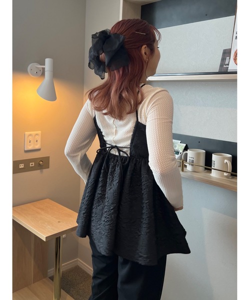 JUMELLE（ジュメロ）の「【着回し力抜群】ふくれジャガードトップ（シャツ/ブラウス・レディース・ブラック/ラベンダー・FREE）」の15枚目の写真