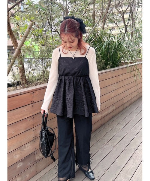 JUMELLE（ジュメロ）の「【着回し力抜群】ふくれジャガードトップ（シャツ/ブラウス・レディース・ブラック/ラベンダー・FREE）」の13枚目の写真