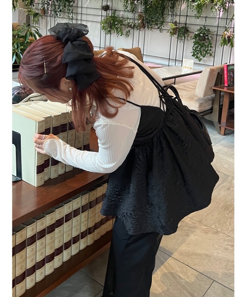 JUMELLE（ジュメロ）の「【着回し力抜群】ふくれジャガードトップ（シャツ/ブラウス・レディース・ブラック/ラベンダー・FREE）」の21枚目の写真