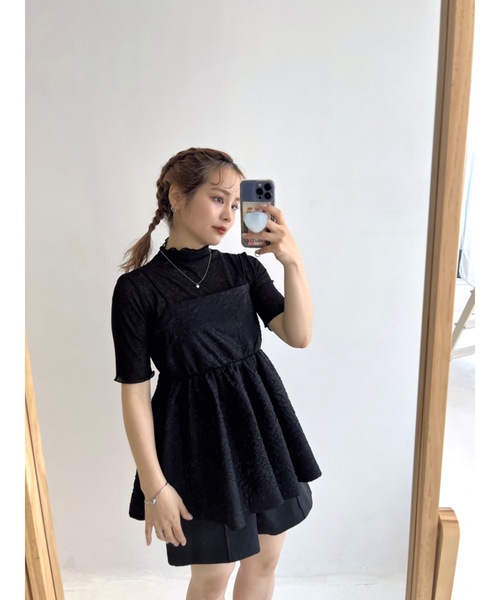 JUMELLE（ジュメロ）の「【着回し力抜群】ふくれジャガードトップ（シャツ/ブラウス・レディース・ブラック/ラベンダー・FREE）」の18枚目の写真