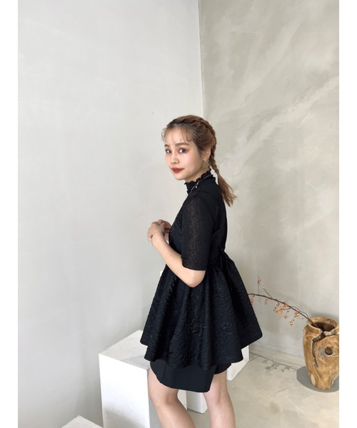 JUMELLE（ジュメロ）の「【着回し力抜群】ふくれジャガードトップ（シャツ/ブラウス・レディース・ブラック/ラベンダー・FREE）」の20枚目の写真