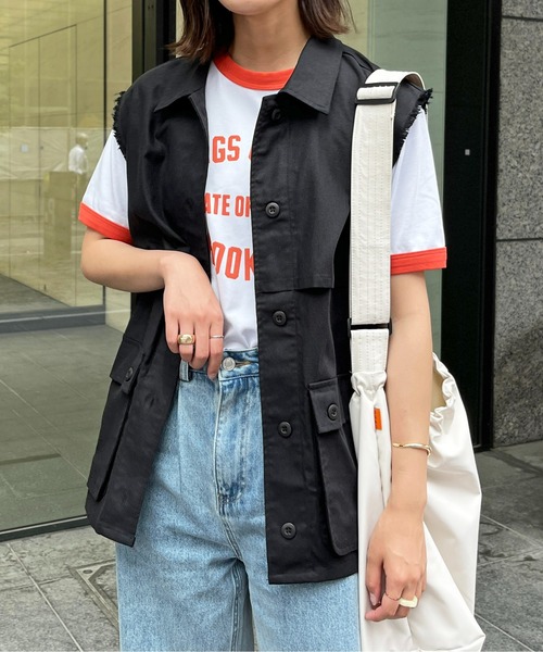 CPCM(シーピーシーエム)の「ケープ風ミリタリーベスト(ベスト・レディース・ベージュ/カーキ/ブラック・FREE)」の18枚目の写真