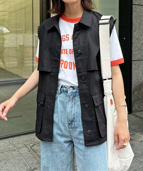 CPCM(シーピーシーエム)の「ケープ風ミリタリーベスト(ベスト・レディース・ベージュ/カーキ/ブラック・FREE)」の19枚目の写真